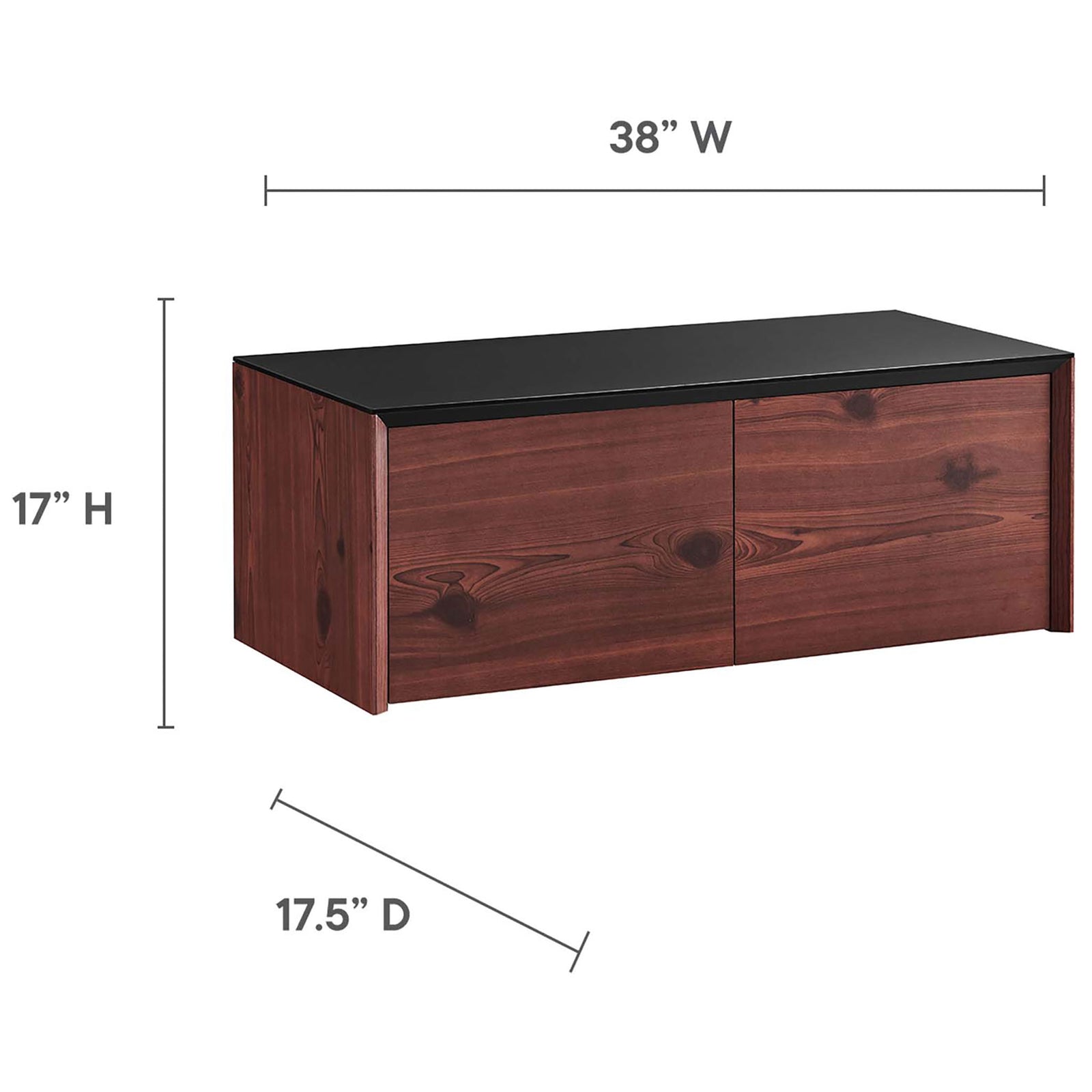 Two-door wall cabinet pairs warm black cherry finish with a clean, black surface || EEI-6311-BLK-CHE || dimension_studio