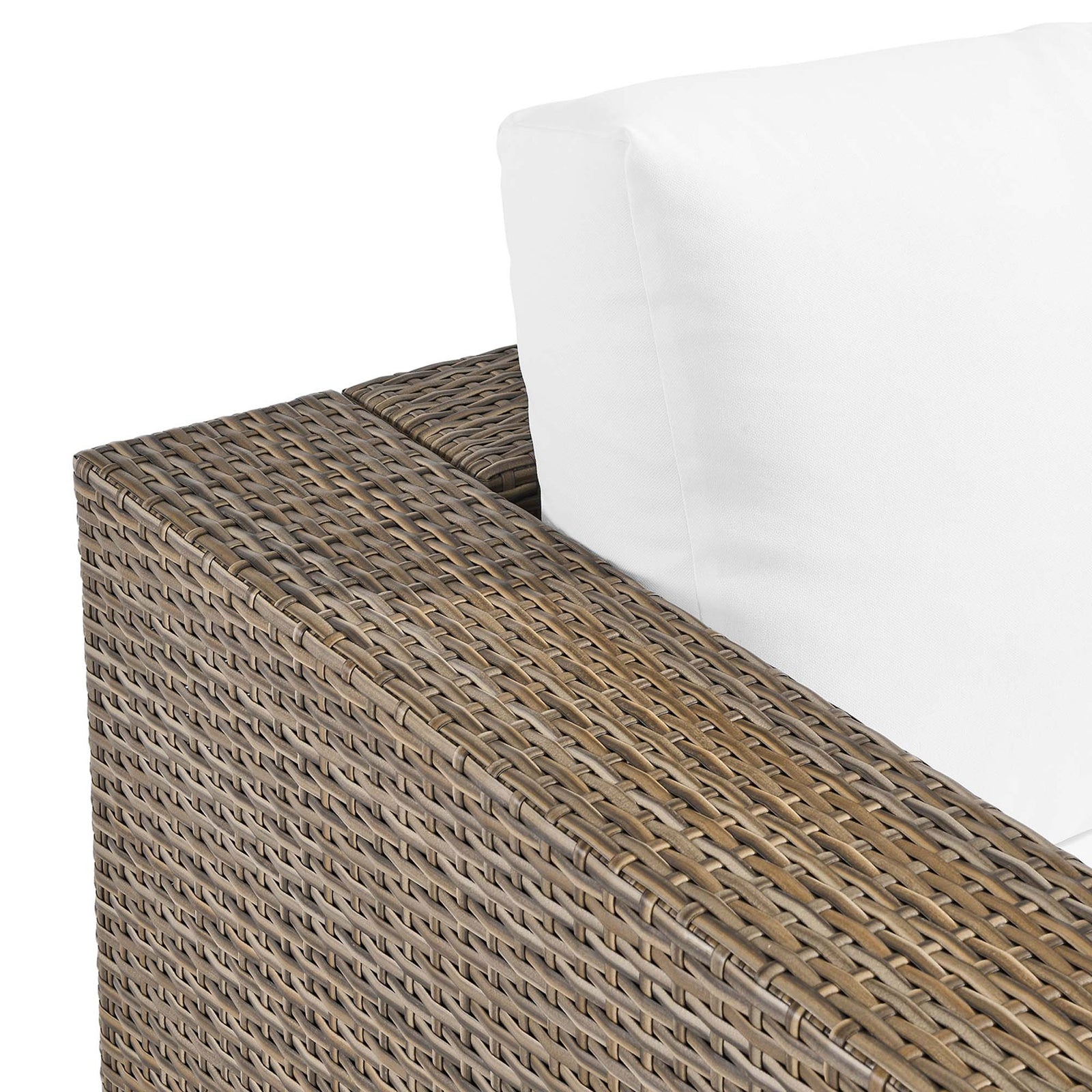 Textured cappuccino rattan weave and smooth white cushion fabric shown together for contrast || EEI-6326-CAP-WHI || swatch_studio