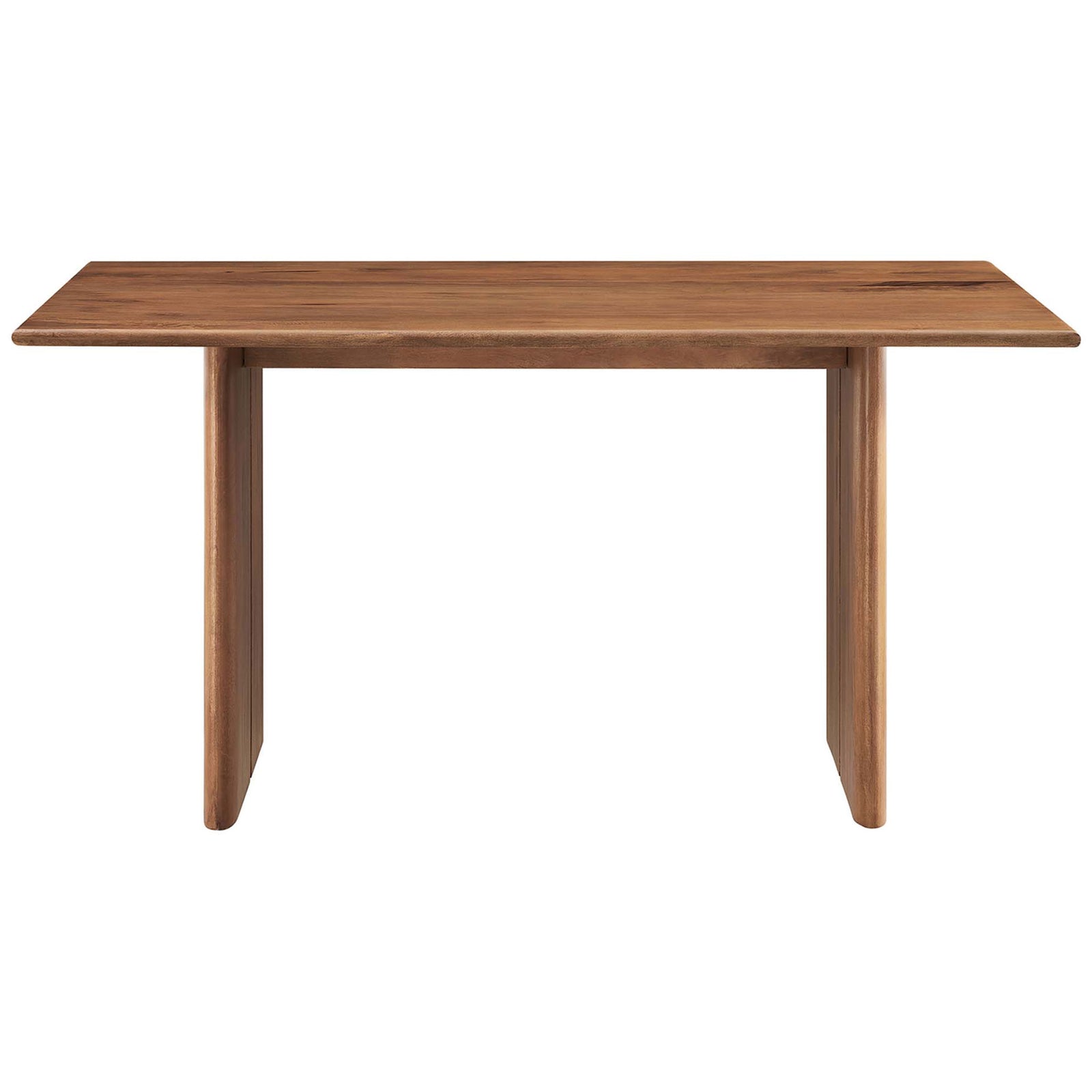 60 inch walnut mango wood dining table with clean lines and modern panel legs || EEI-6338-WAL || front_studio