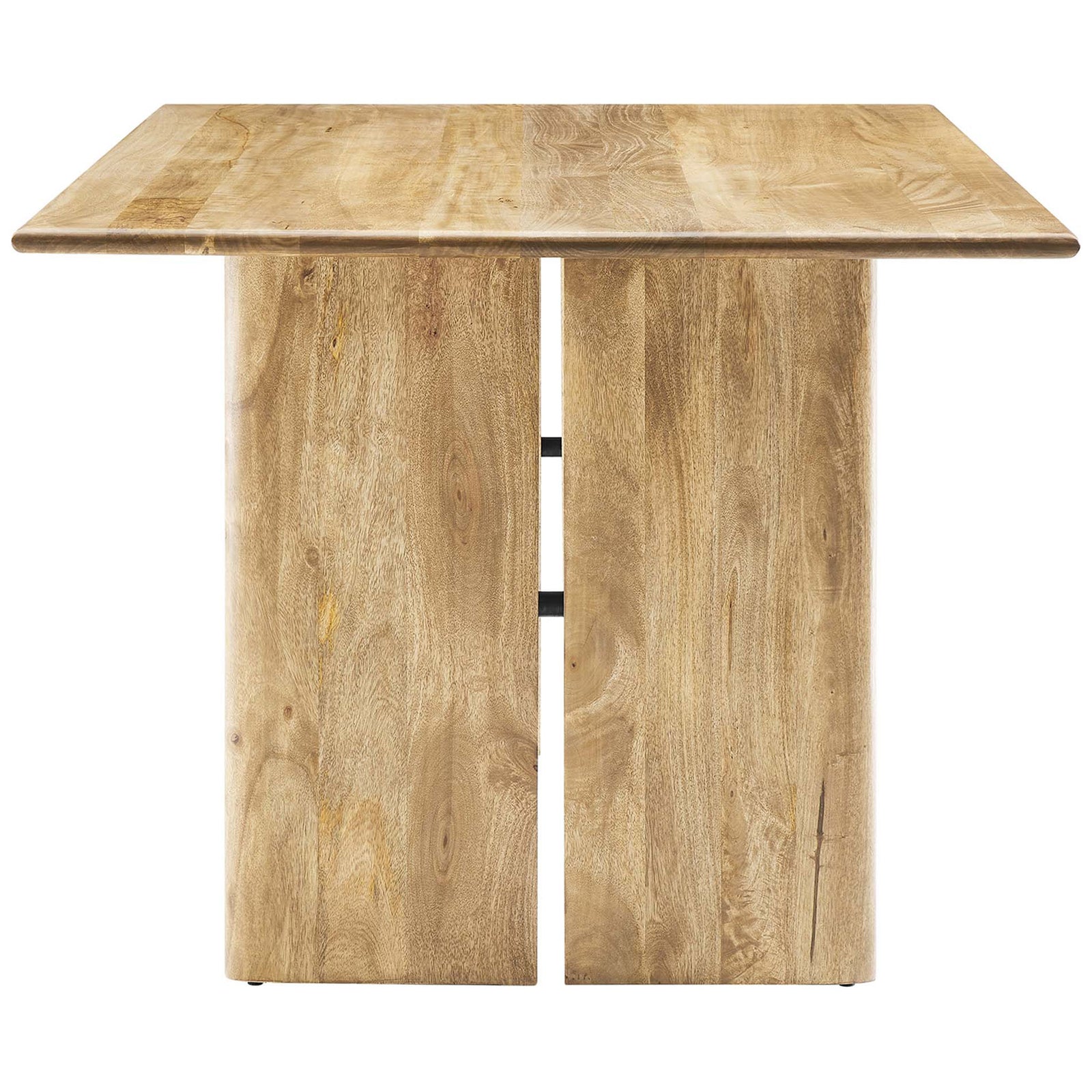 72 inch oak dining table featuring thick end panels and subtly rounded tabletop edges. || EEI-6339-OAK || side_studio