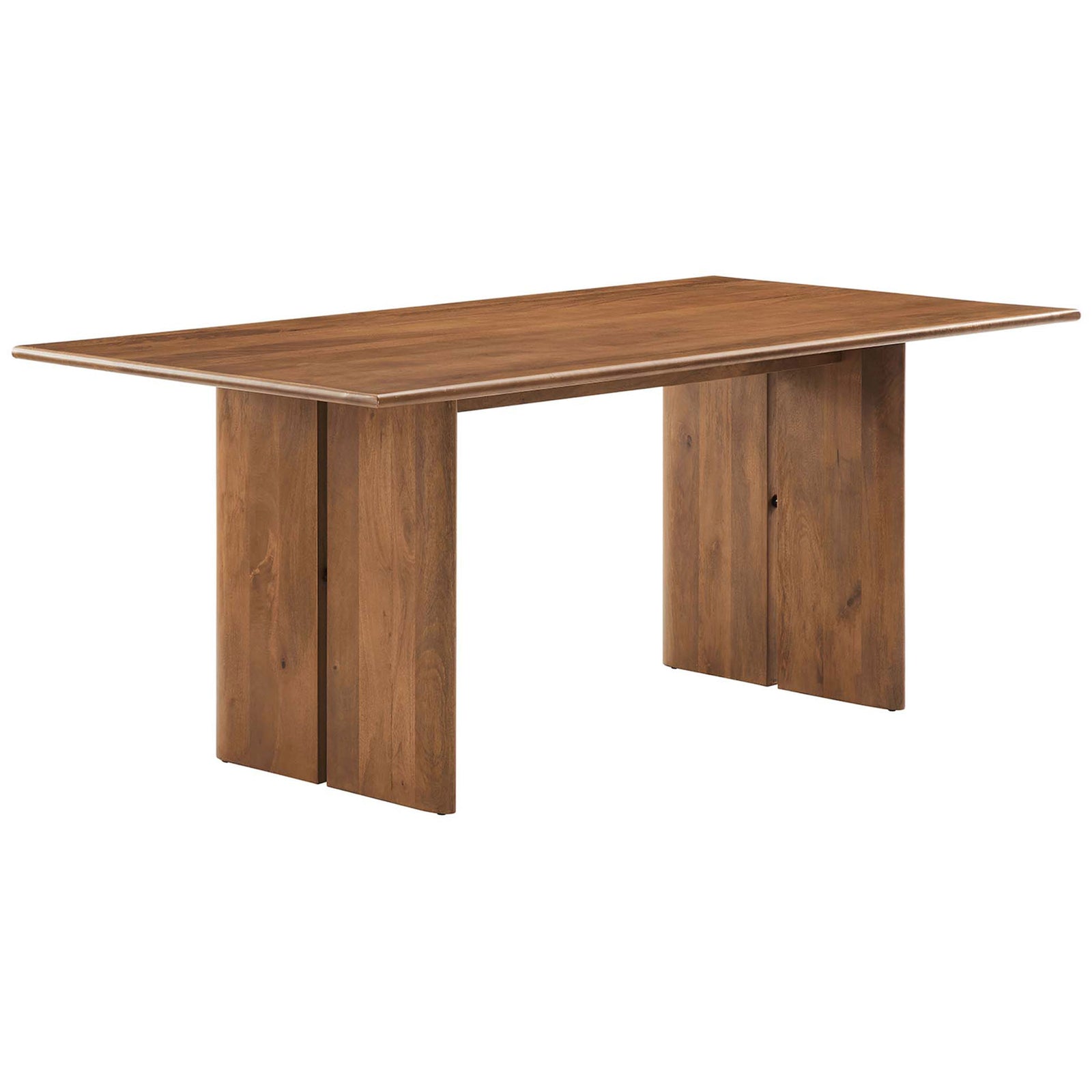 72 inch rectangular dining table in warm walnut finish with smooth beveled edges || EEI-6339-WAL || front_angle_studio