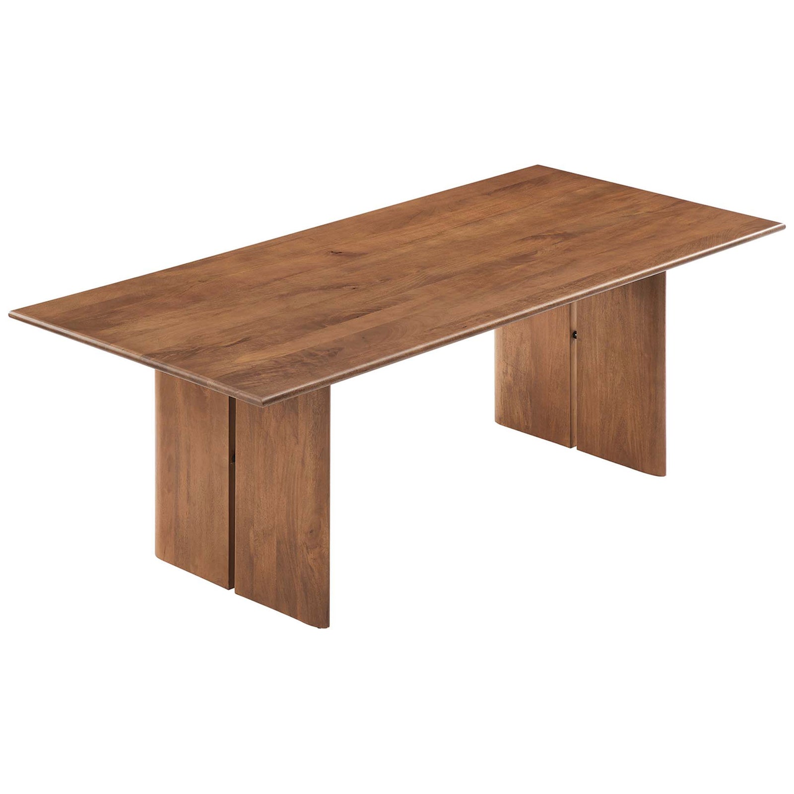 86 inch walnut tabletop revealing broad mango wood grain and softened square corners || EEI-6340-WAL || top_angle_studio