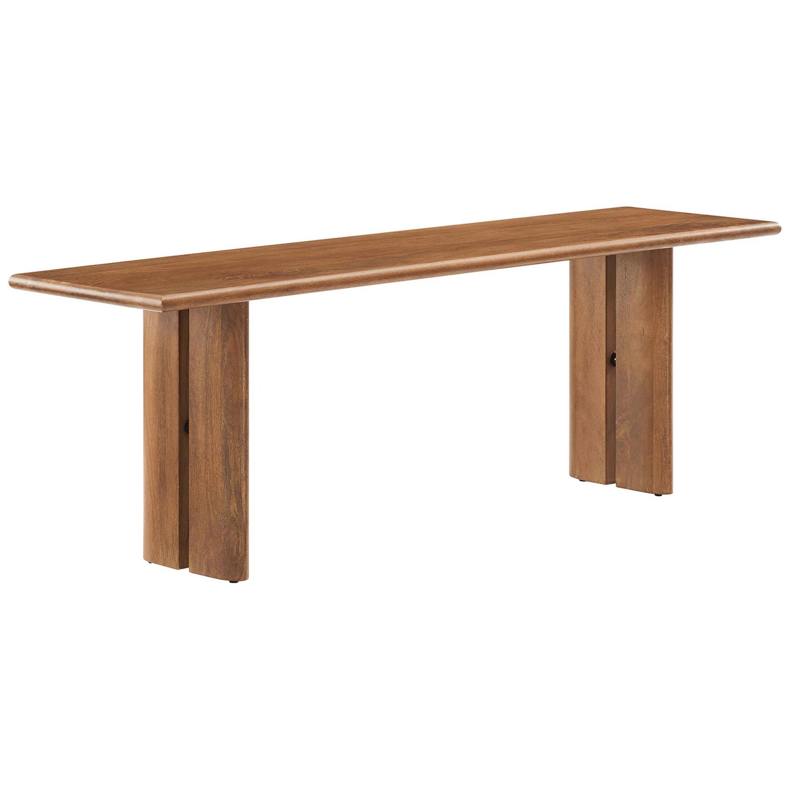 Distinct twin-panel legs and rich grain detail elevate this versatile seating accent. || EEI-6344-WAL || front_angle_studio