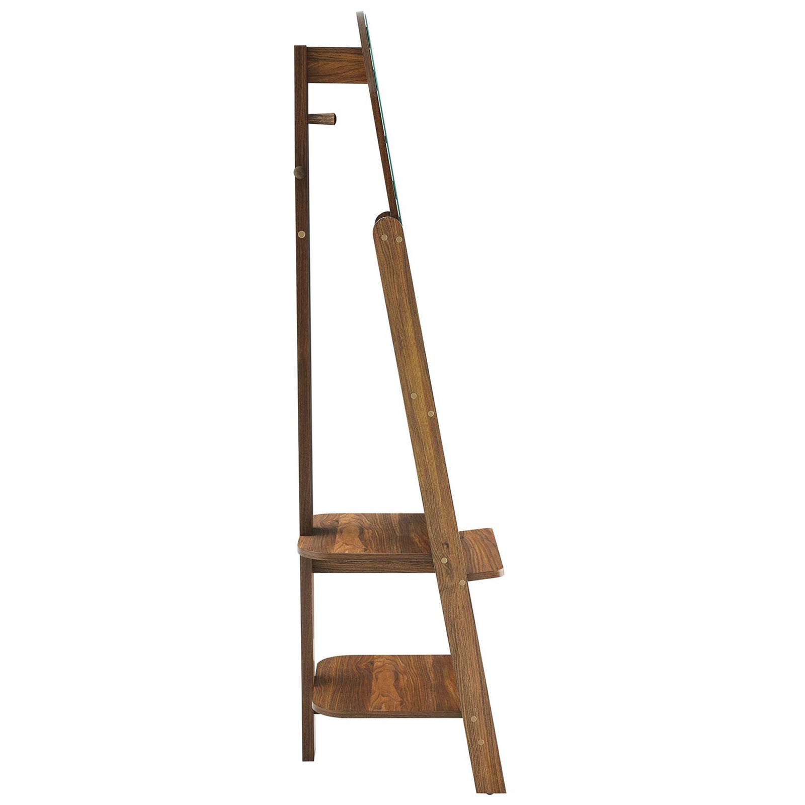 Slim A frame profile highlights the compact footprint and sturdy construction of this walnut standing mirror || EEI-6346-WAL || side_studio