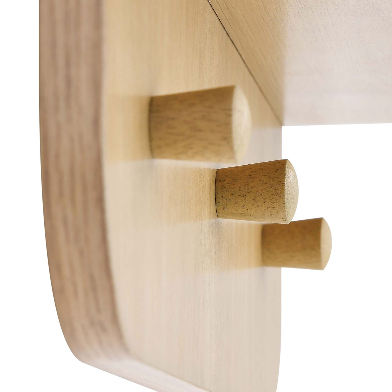 Three rounded oak pegs on the Lumina mirror keep bags, hats, and scarves organized by the door || EEI-6348-OAK || detail_studio
