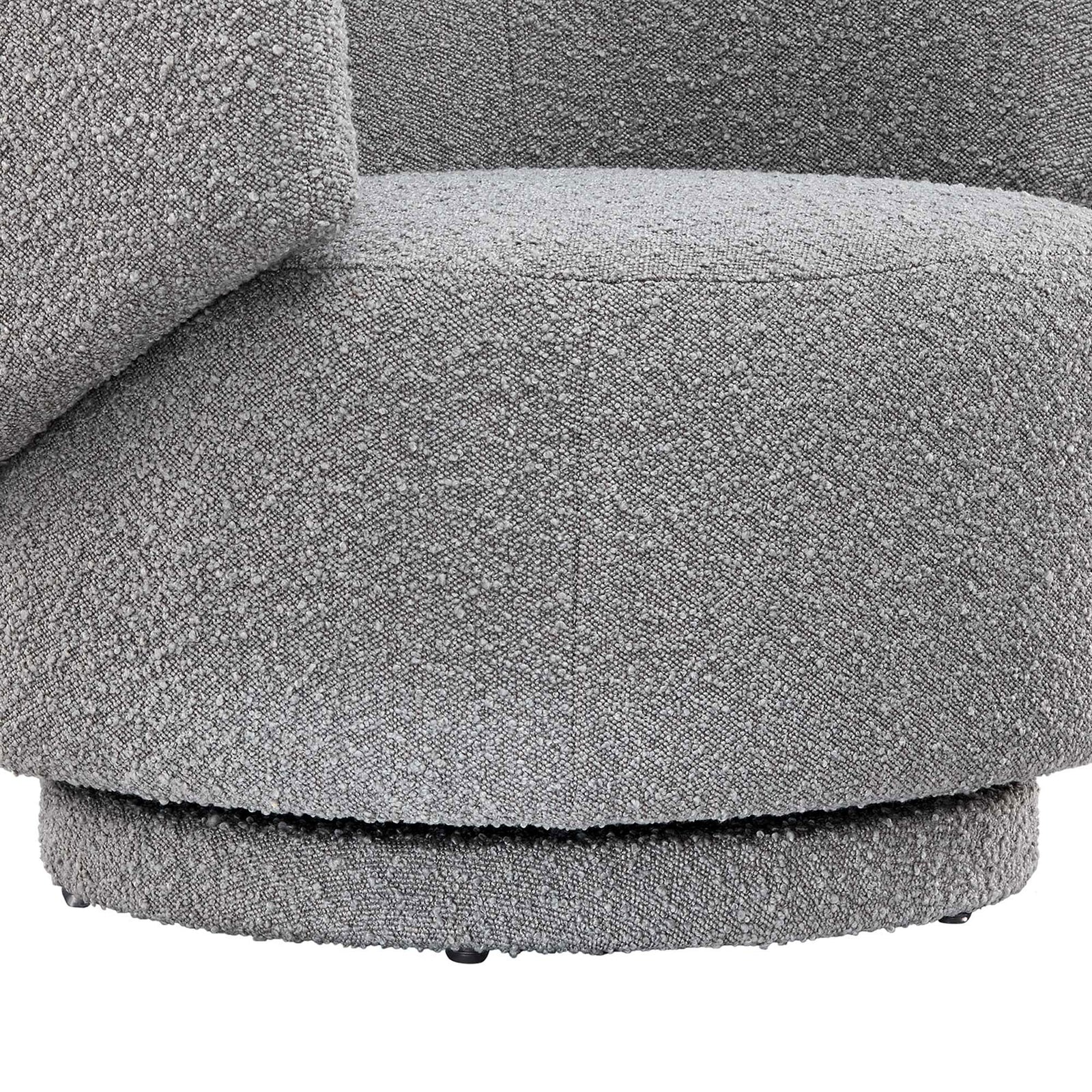 Textured boucle upholstery pairs with a low-profile swivel base for a sleek, modern finish || EEI-6357-LGR || leg_studio
