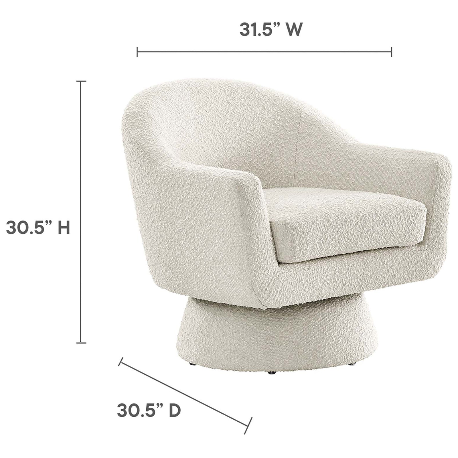 Compact proportions fit small spaces at 31.5 in W x 30.5 in D x 30.5 in H || EEI-6359-IVO || dimension_studio