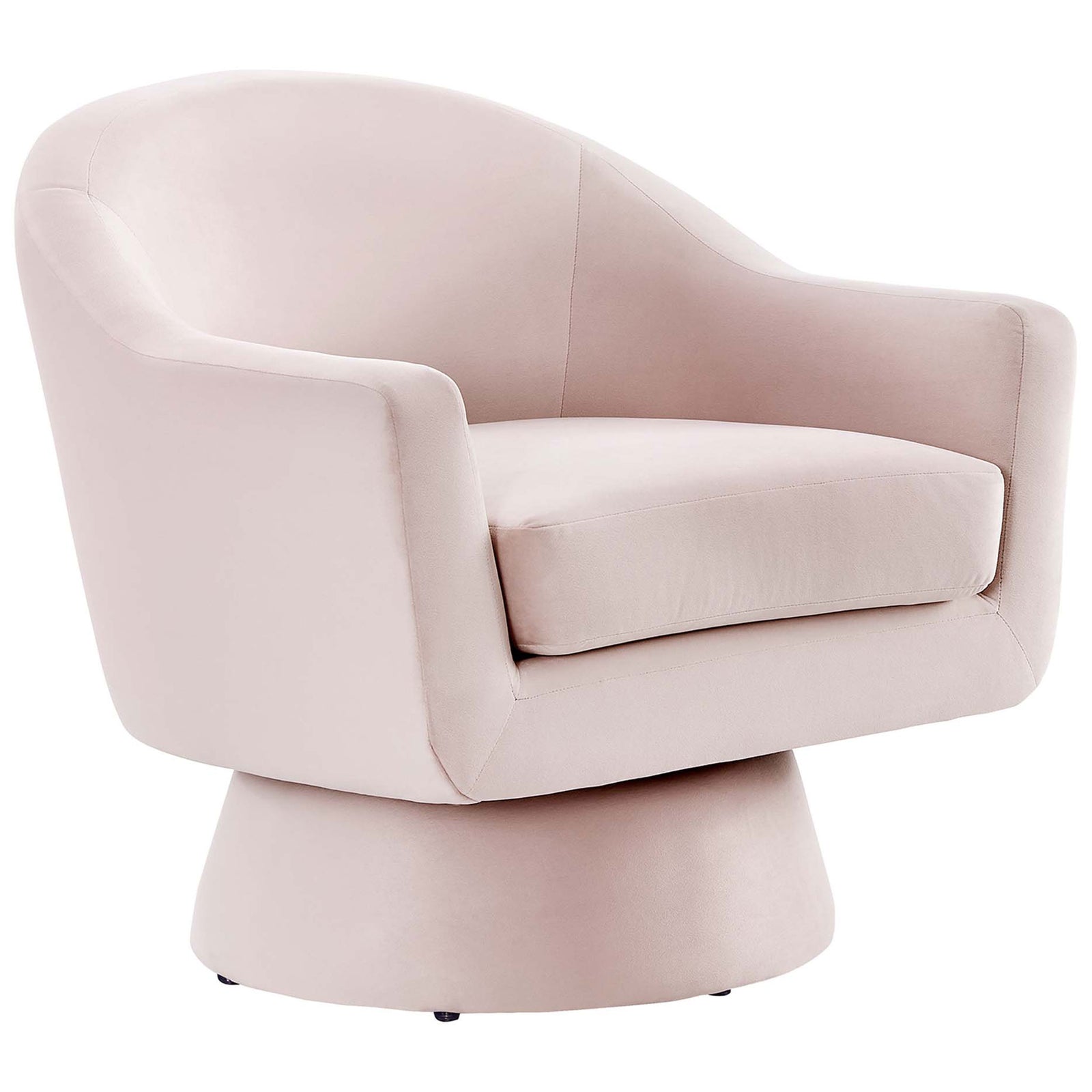 Plush performance velvet seat with generous cushioning and a modern tapered base for luxe lounging || EEI-6360-PNK || front_angle_studio
