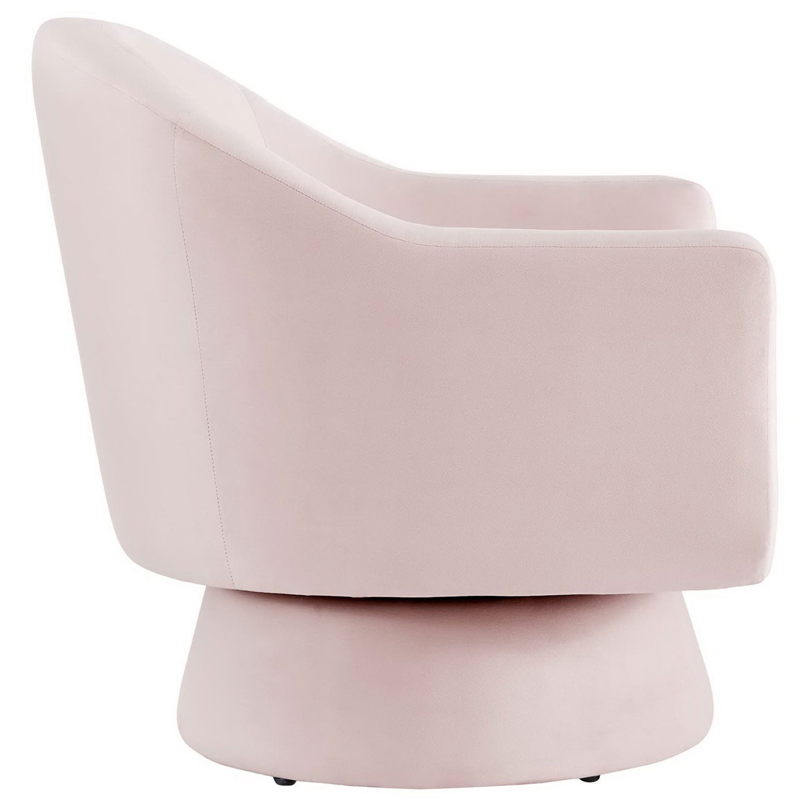 Sculpted profile showcases smooth, stain-resistant velvet upholstery and supportive wraparound arms || EEI-6360-PNK || side_studio