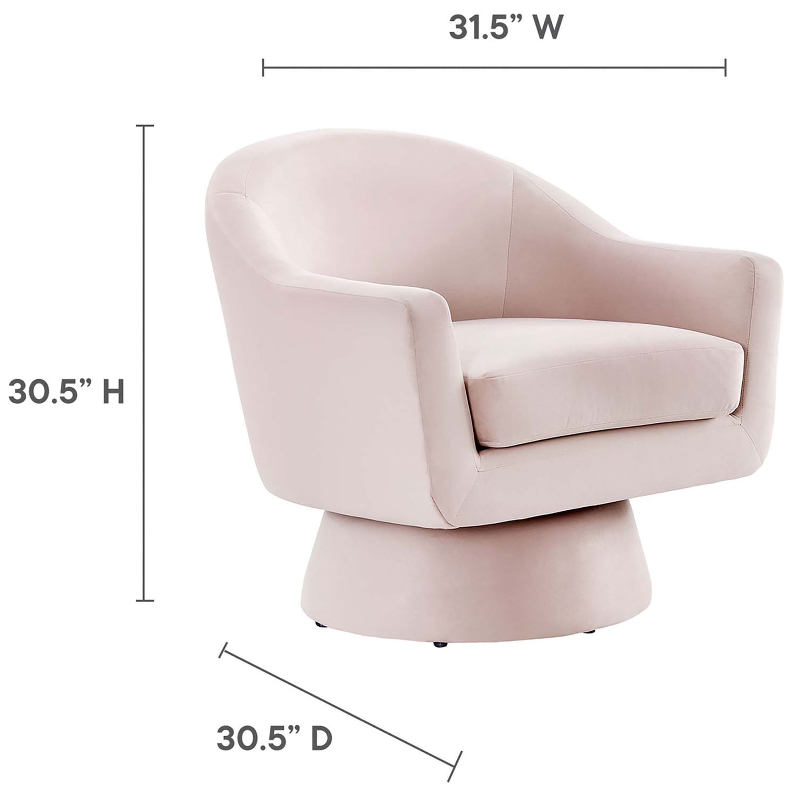 Compact proportions offer a generous seat depth and width while maintaining a refined, space-savvy footprint || EEI-6360-PNK || dimension_studio