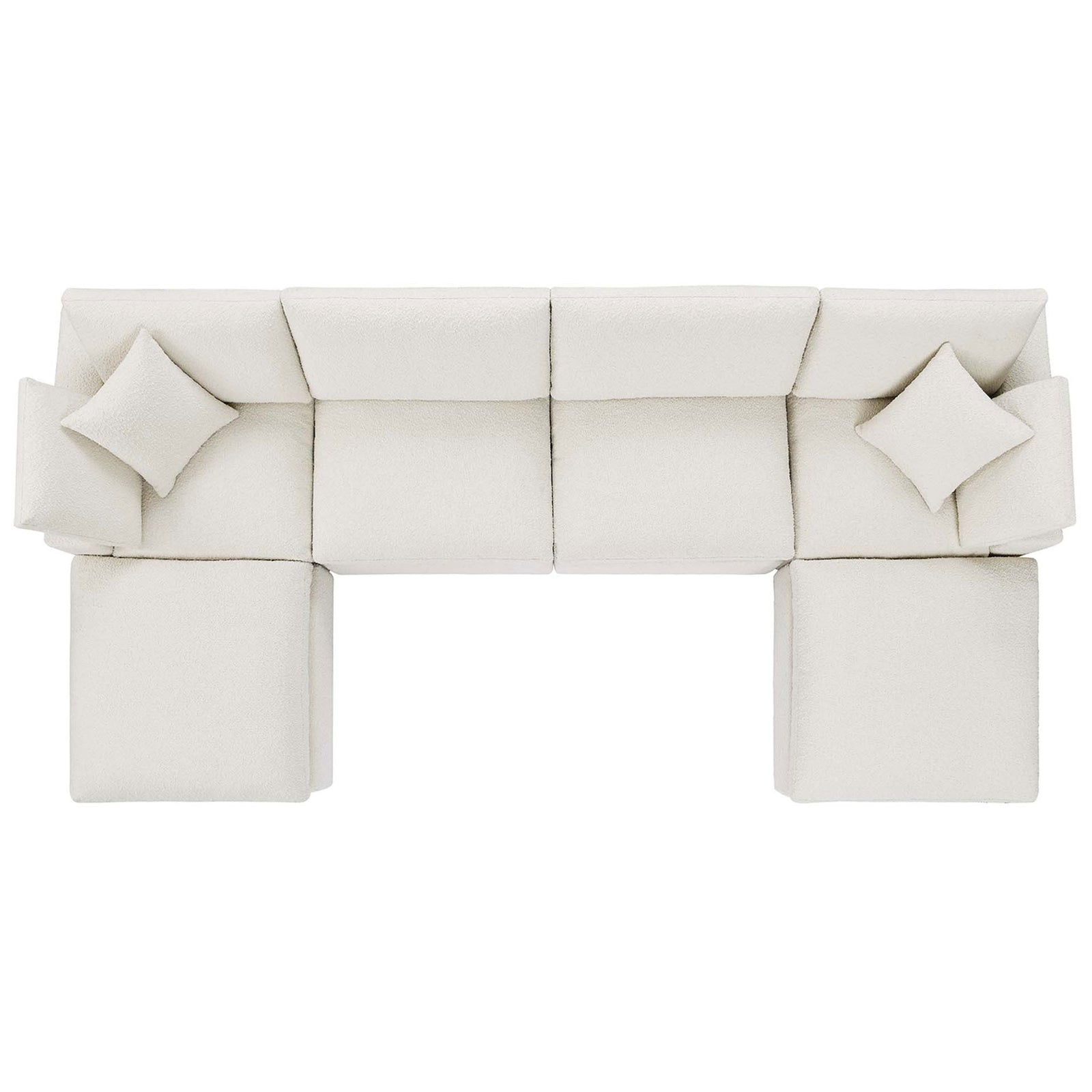 Top view of ivory Commix modular sectional showing generous seating and wide chaise lounges || EEI-6366-IVO || top_studio