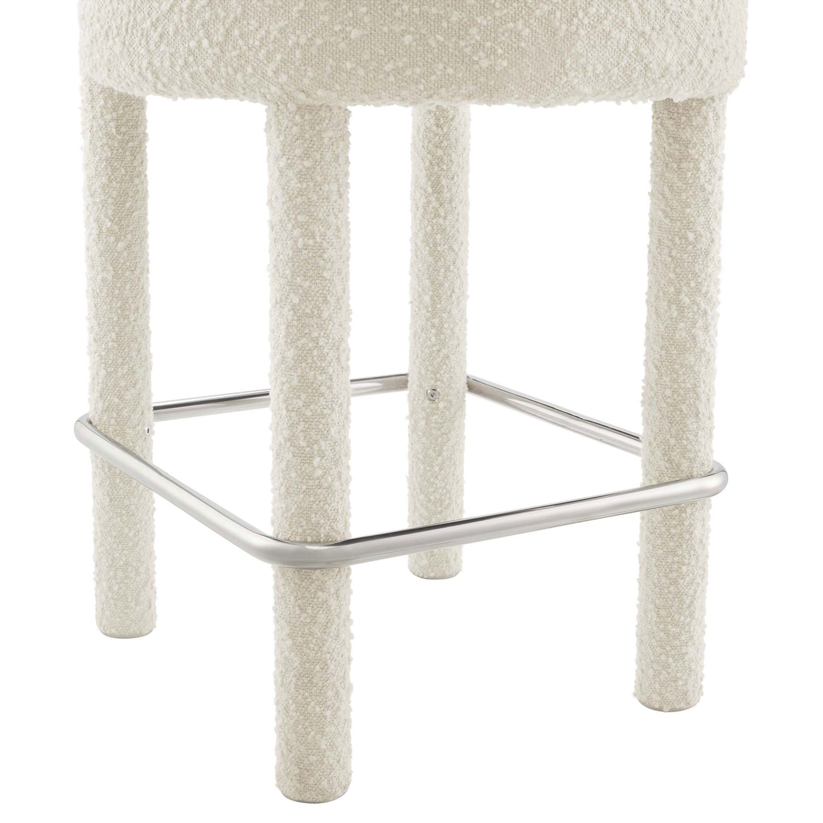 Textured legs with rounded edges and a polished silver footrest ring for lasting comfort || EEI-6383-IVO-SLV || leg_studio