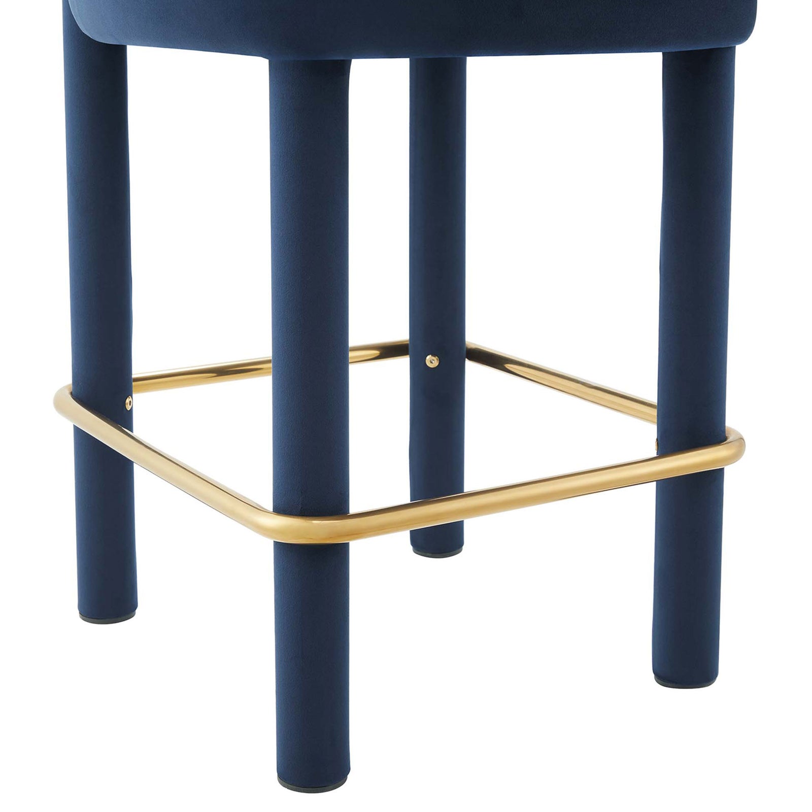 Polished gold stretcher encircles sturdy legs for a supportive, stylish footrest || EEI-6384-MID-GLD || leg_studio