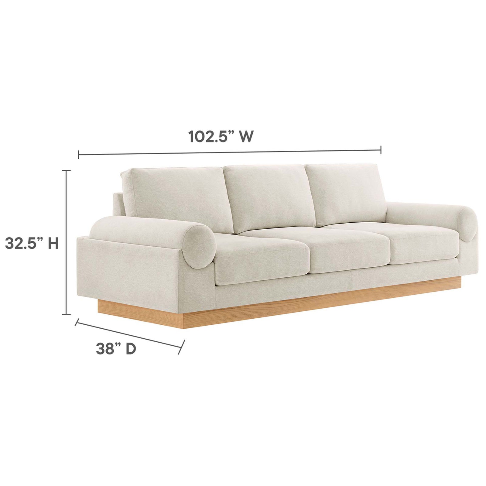 Oversized Oasis sofa with generous 102.5 inch width for expansive lounging || EEI-6401-IVO || dimension_studio