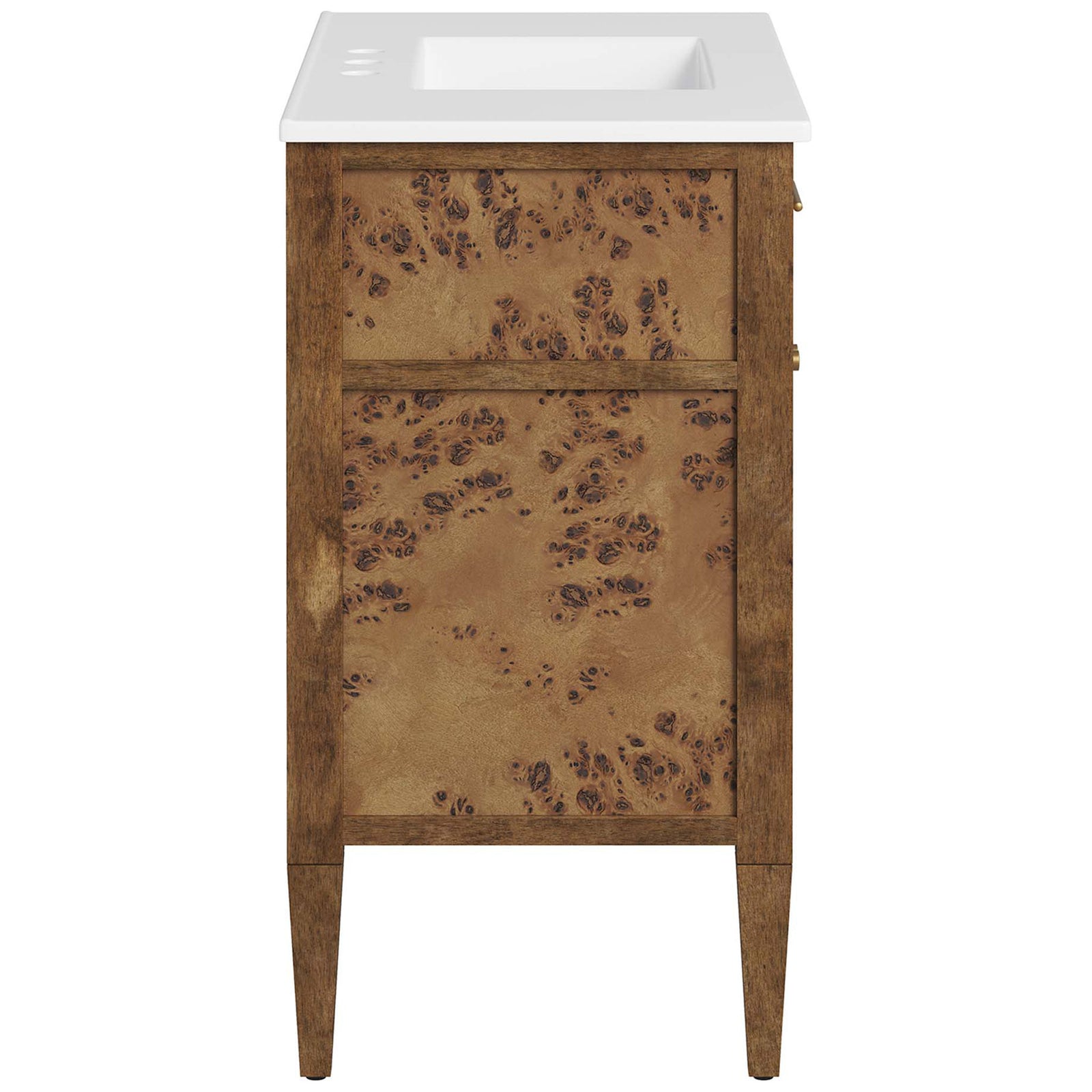 Textured burl wood side panel with tapered legs || EEI-6448-WHI-BRN || side_studio