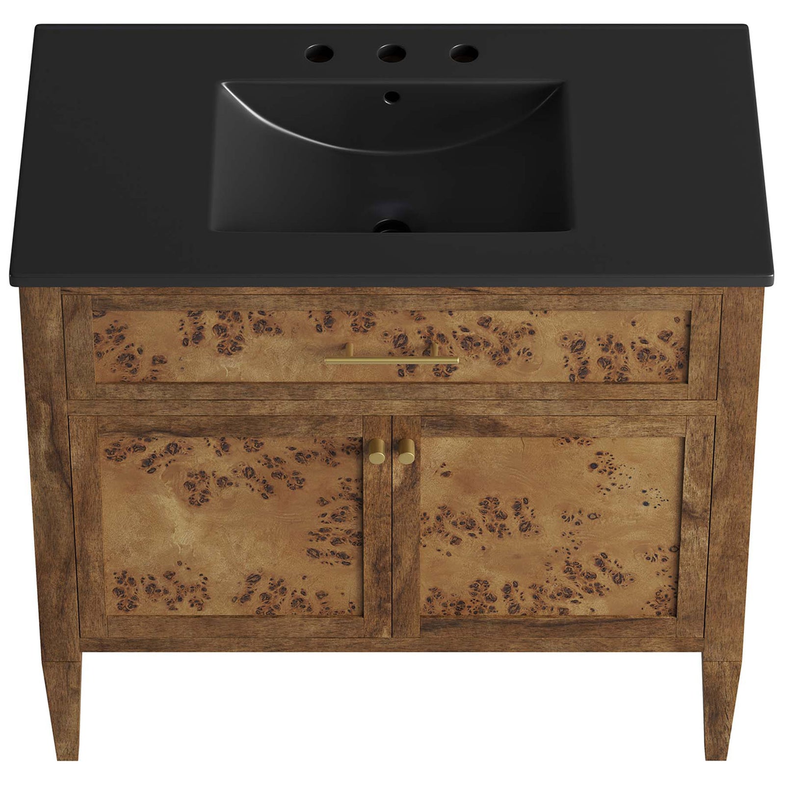 Expansive ceramic surface with 8-inch widespread holes crowns the cabinet || EEI-6450-BLK-BRN || top_studio