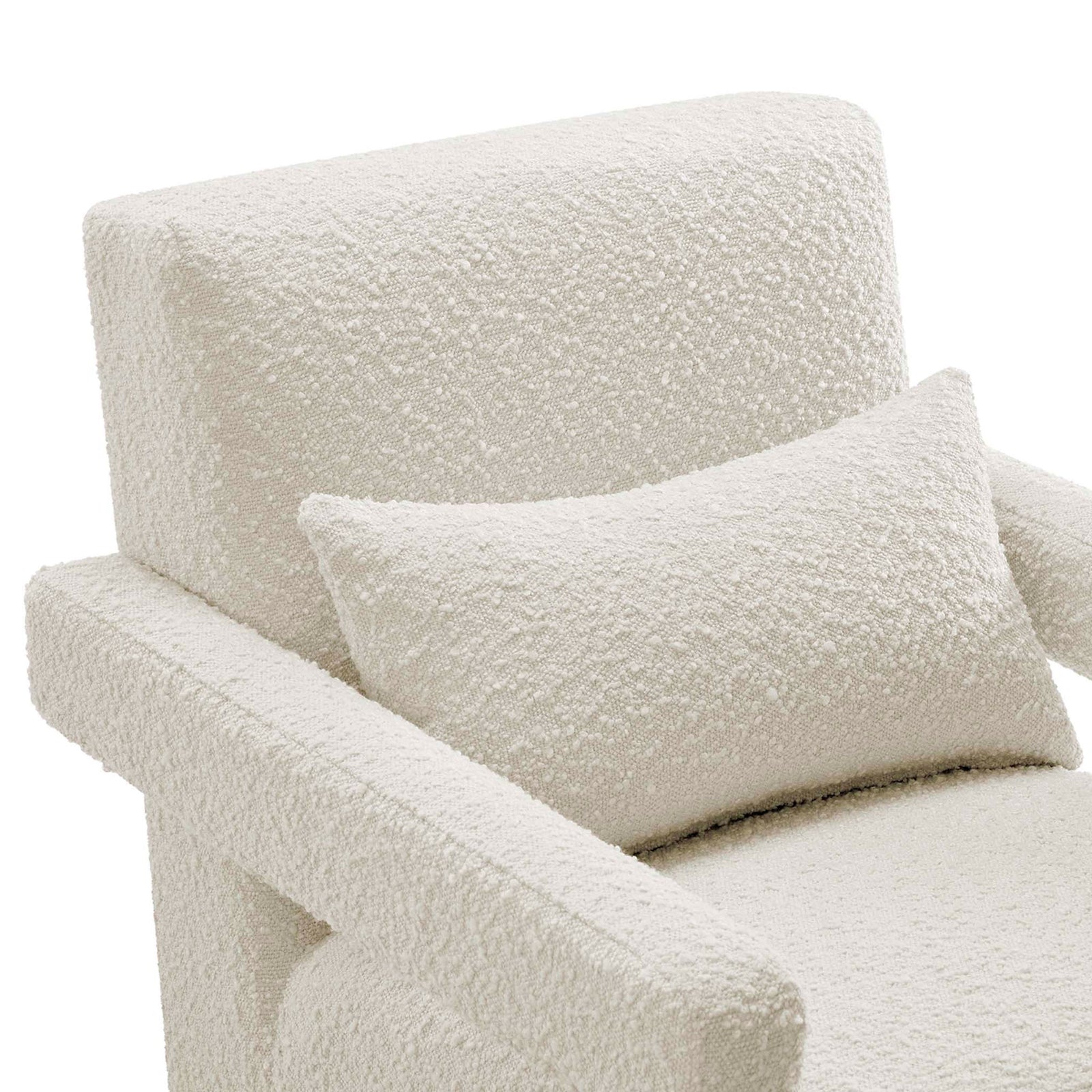 Soft boucle texture and matching lumbar pillow add inviting comfort and style || EEI-6475-IVO || detail_studio