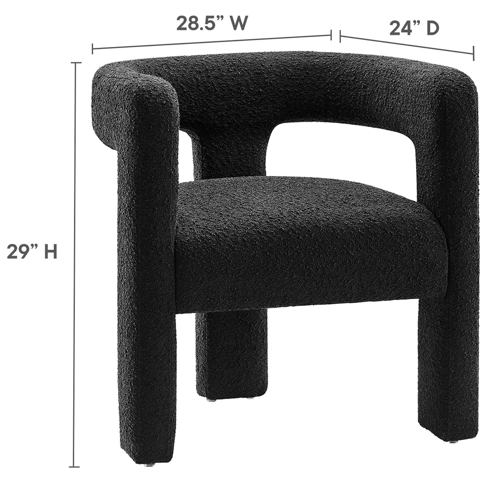 Compact silhouette sized for modern spaces, offering inviting curves within a small footprint. || EEI-6479-BLK || dimension_studio