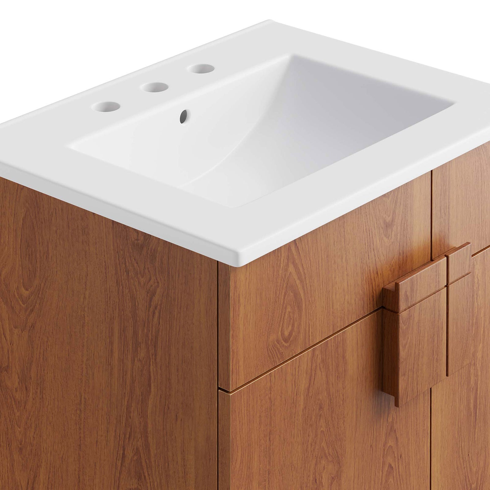 Smooth ceramic top and precise joinery highlight quality craftsmanship. || EEI-6482-WHI-WAL || detail_studio