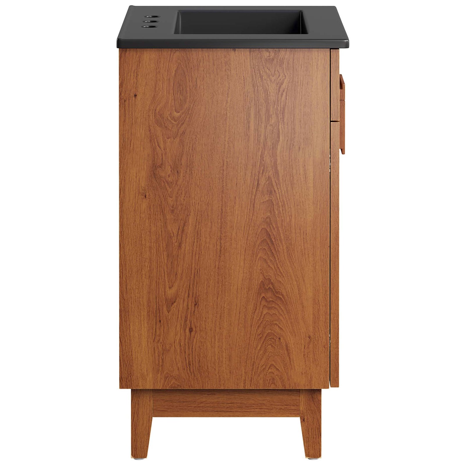 Streamlined profile highlights the warm walnut grain and tapered legs || EEI-6483-BLK-WAL || side_studio