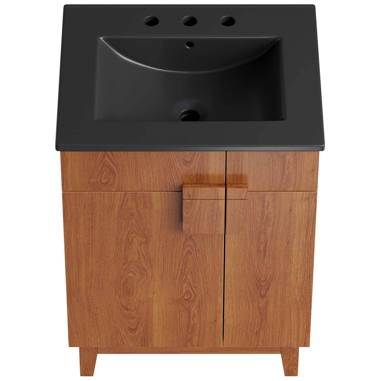 Curved black basin with 8-inch widespread holes and smooth integrated countertop || EEI-6483-BLK-WAL || top_studio