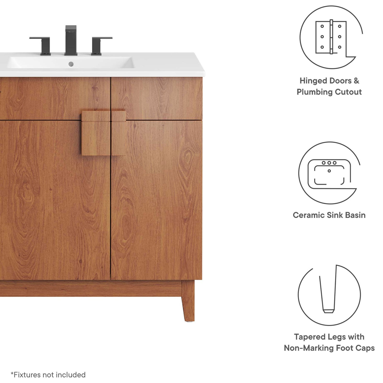 Durable build, ceramic sink, and non-marking foot caps for everyday use. || EEI-6484-WHI-WAL || callout_studio