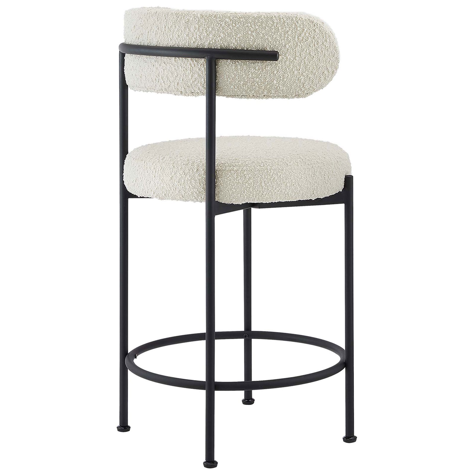 Curved backrest wraps around a sturdy T-bar frame in matte black. || EEI-6518-IVO-BLK || back_angle_studio