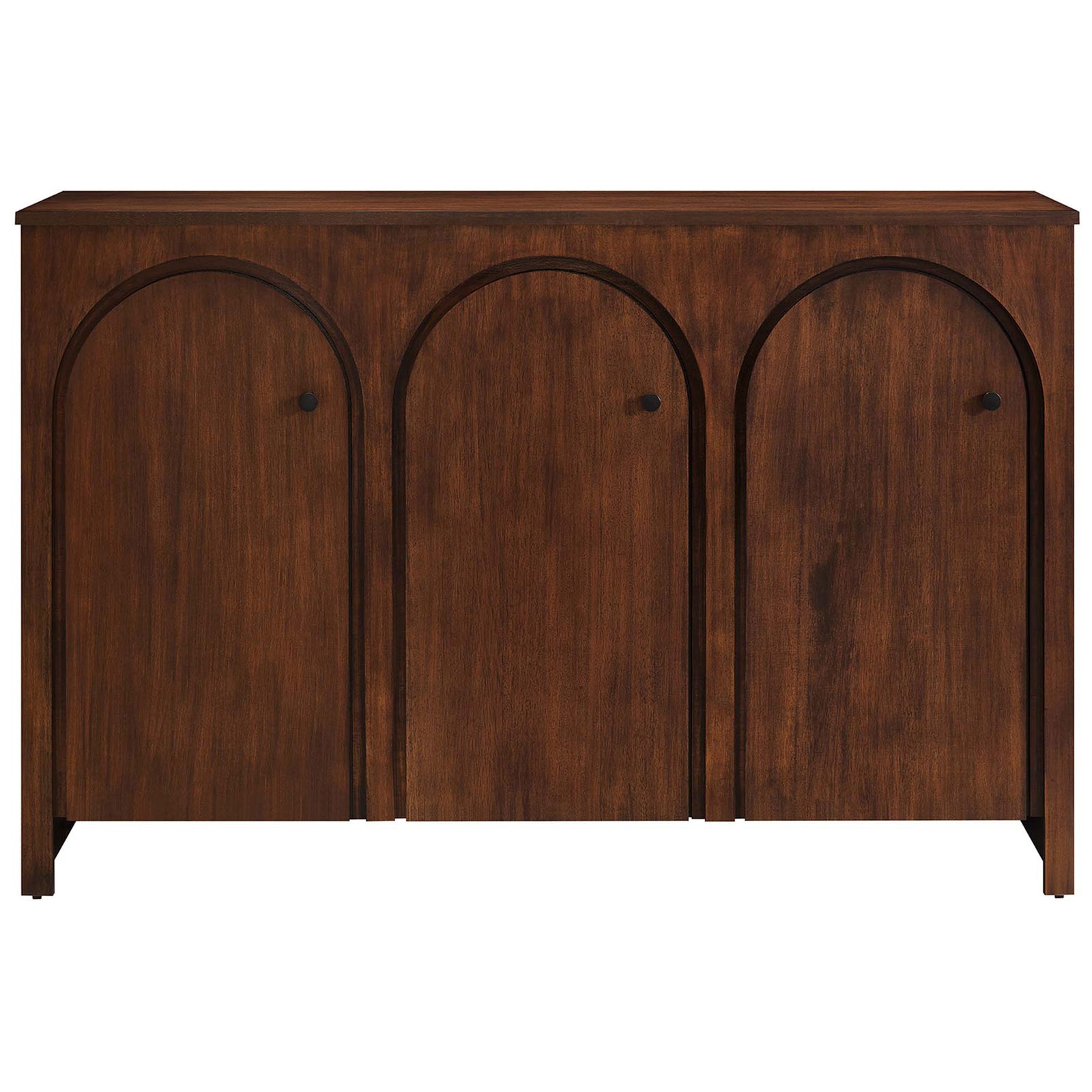 Walnut Appia sideboard with three arched doors and a clean-lined silhouette for modern storage. || EEI-6536-WAL || front_studio