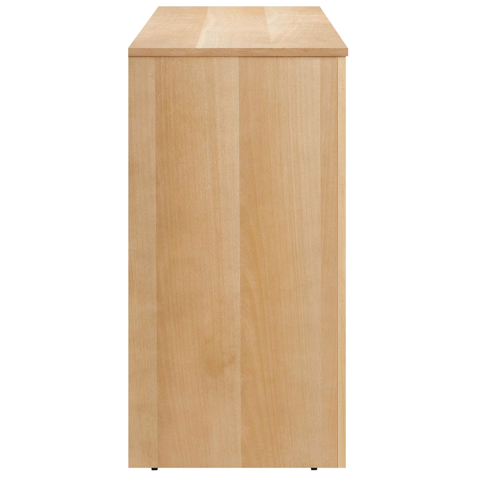 Streamlined oak cabinet silhouette highlighting smooth wood grain and flush panel construction || EEI-6538-OAK || side_studio