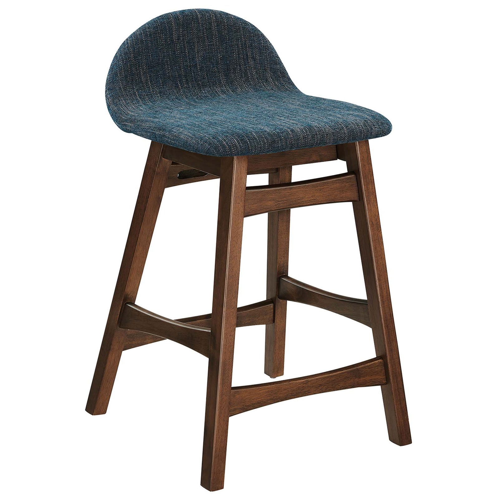 Streamlined silhouette shows splayed wood legs and a contoured, cushioned seat. || EEI-6555-HEA || front_angle_studio
