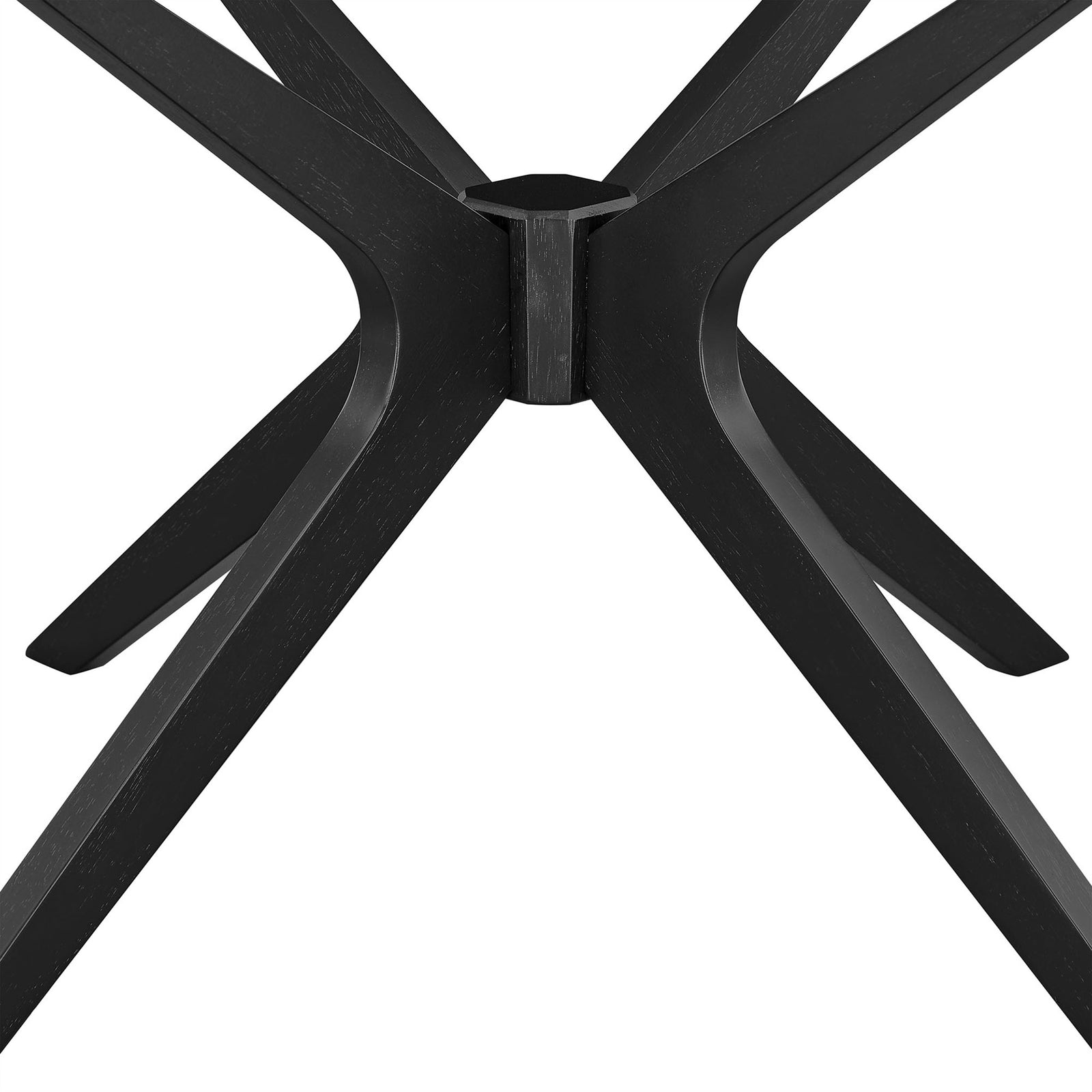 Intersecting solid wood legs join at a central hub for a bold, stable base || EEI-6557-BLK || leg_studio