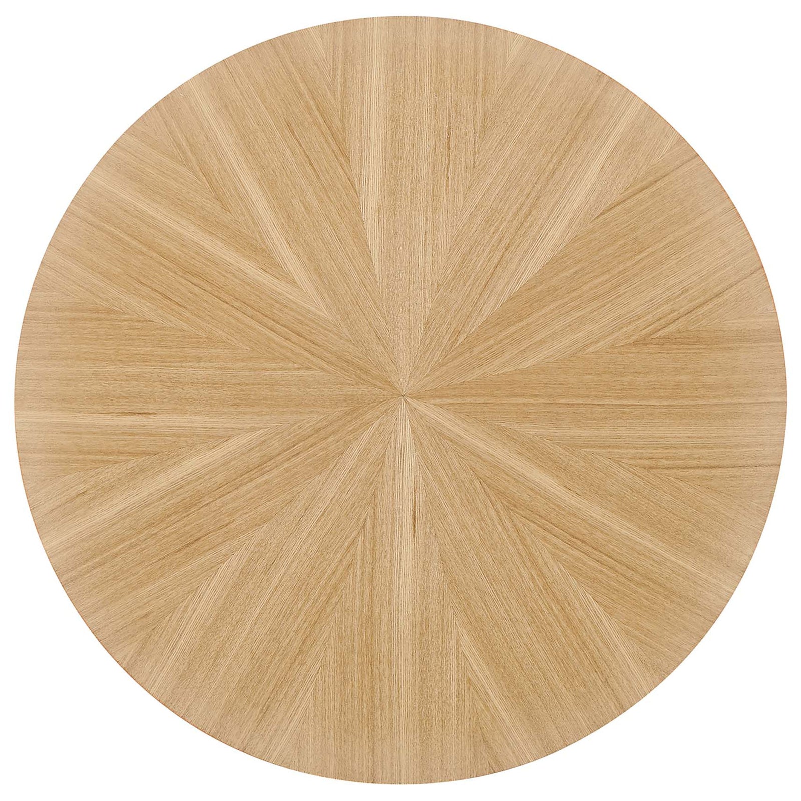 Round oak tabletop with striking radial grain pattern for a warm, organic look. || EEI-6558-OAK || top_studio