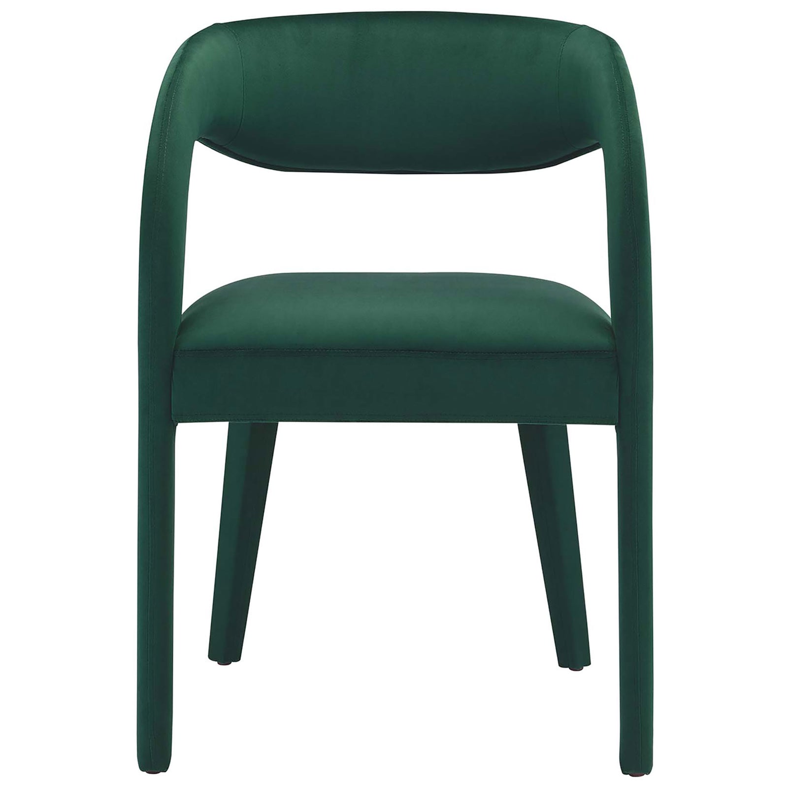 Pinnacle green velvet dining chair with generous cushioning and stylish open back design || EEI-6563-GRN || front_studio