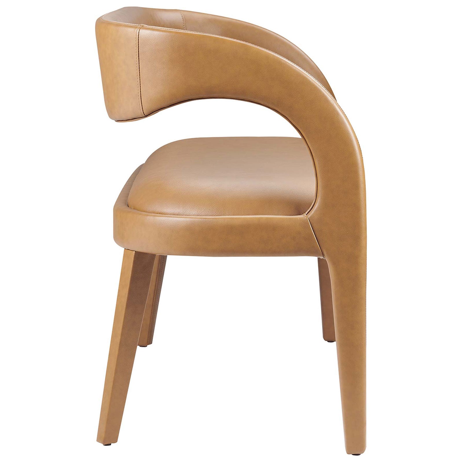 Wraparound backrest and smooth vegan leather upholstery with a streamlined silhouette || EEI-6570-TAN || side_studio