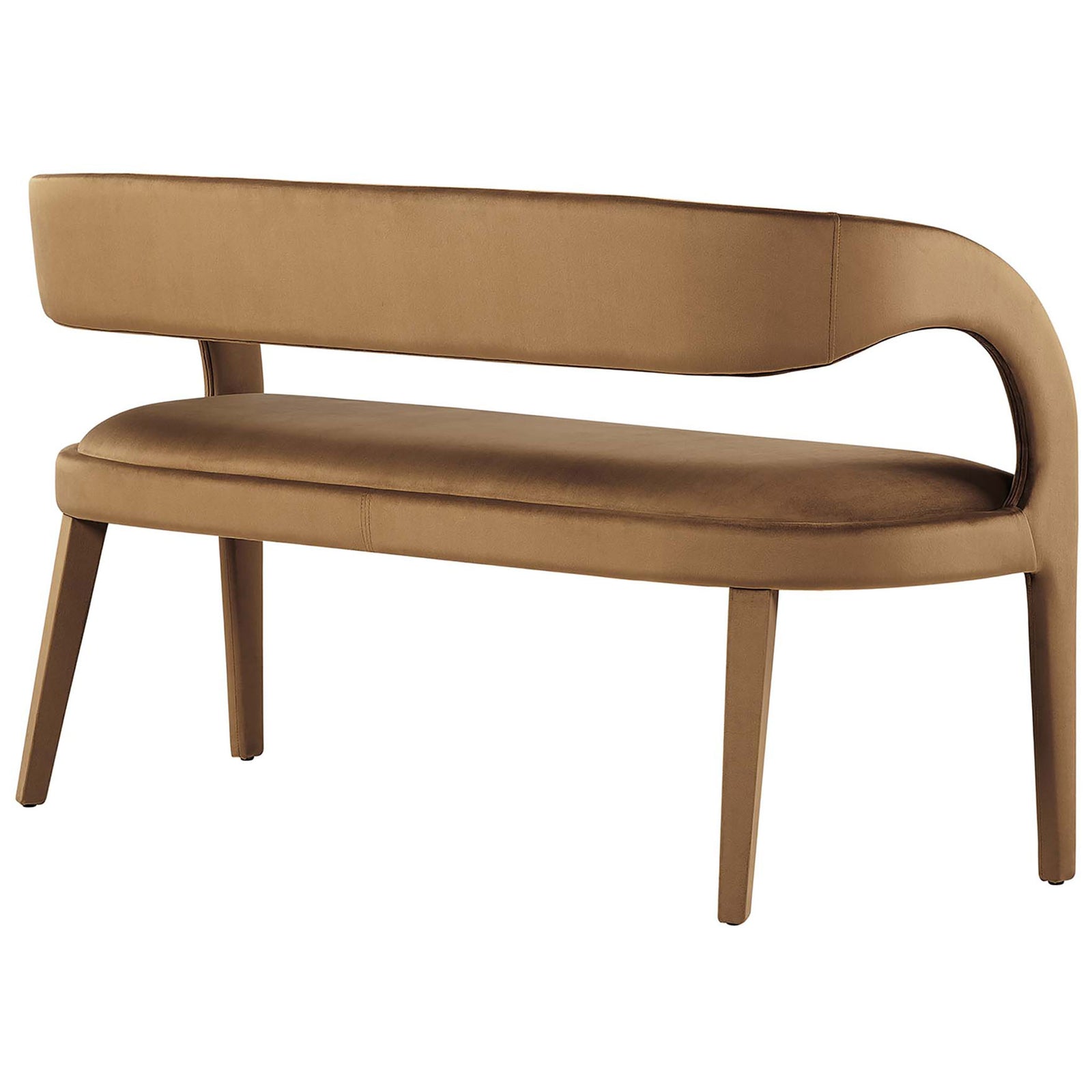 Open-back curve offers airy style while smooth performance velvet adds a soft, refined sheen. || EEI-6572-BRN || back_angle_studio