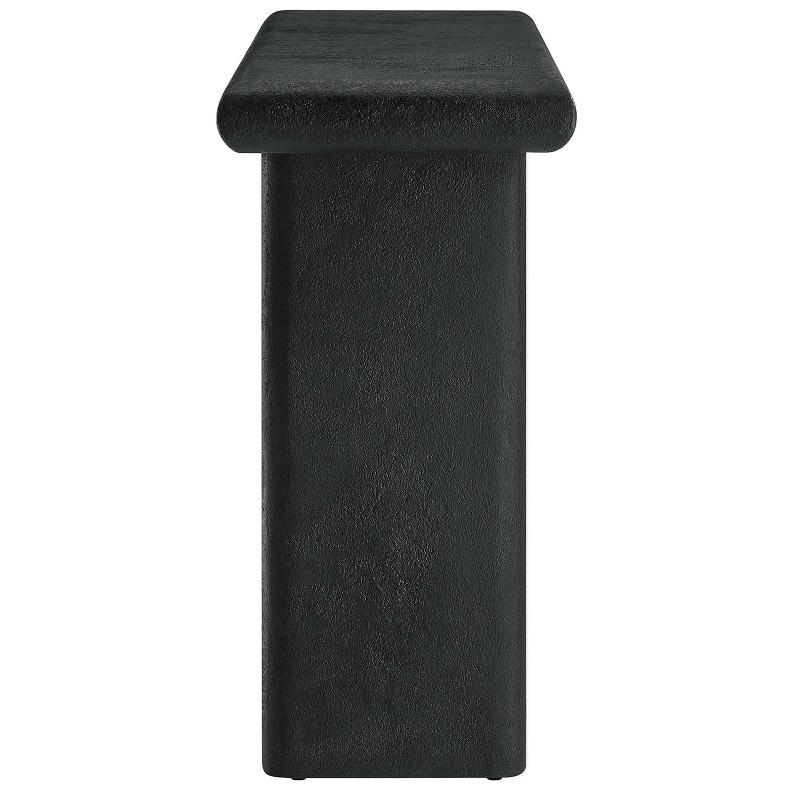 Thick tabletop and sturdy rectangular leg in textured black for a clean, modern look || EEI-6577-BLK || side_studio