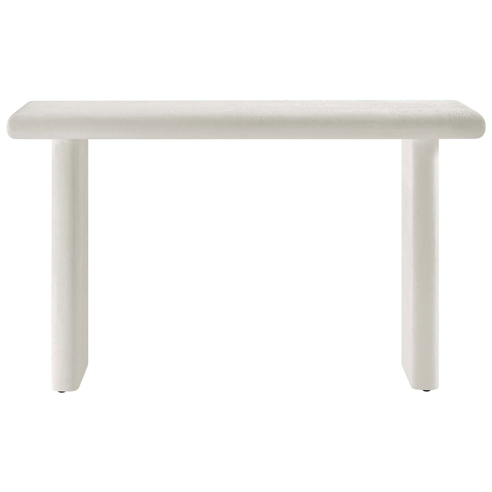 Clean-lined 52-inch console table delivers minimalist symmetry in a versatile white finish || EEI-6577-WHI || front_studio