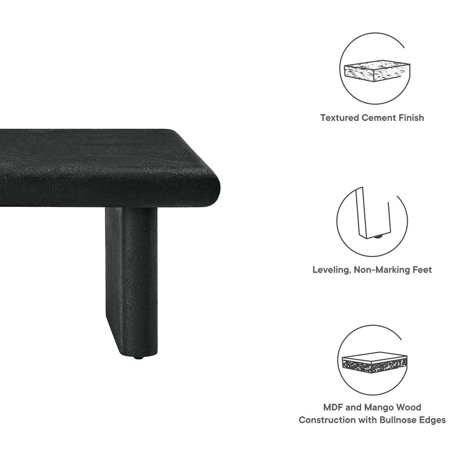 Leveling, non-marking feet keep the table steady and protect floors || EEI-6578-BLK || callout_studio