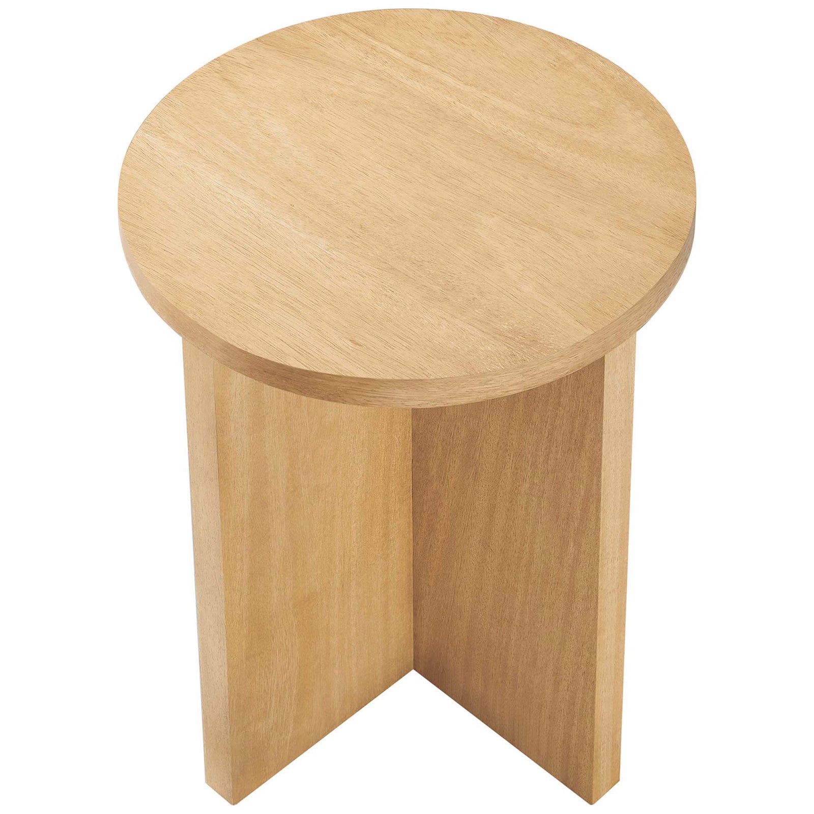 Round tabletop with softly beveled edge and warm natural wood grain || EEI-6579-NAT || top_angle_studio