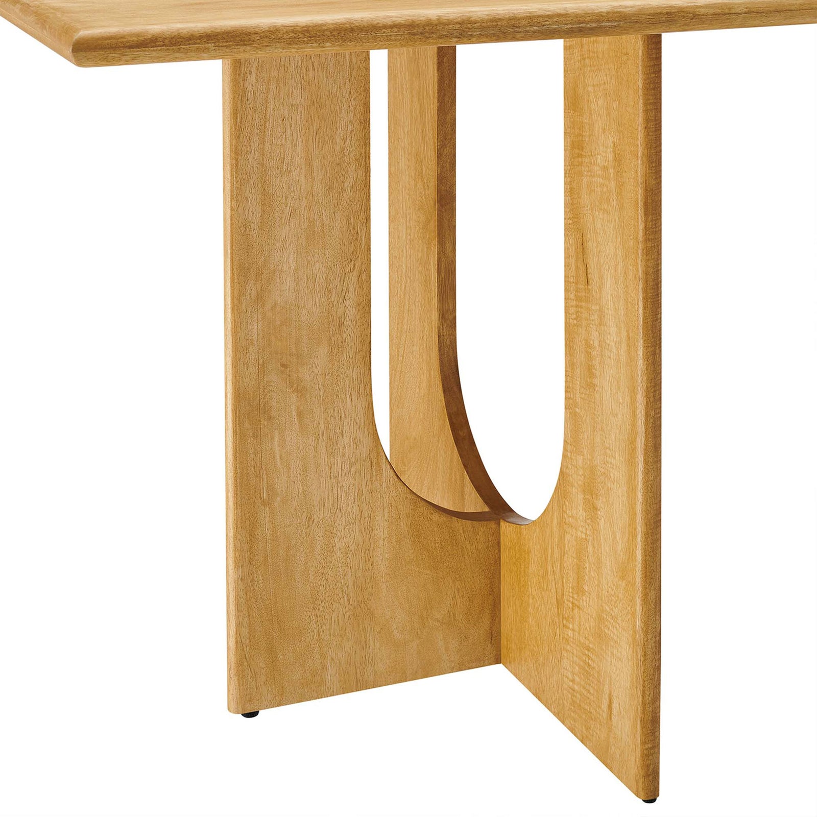 Close up of the oak pedestal base with curved cutout and crisp lines || EEI-6593-OAK || leg_studio