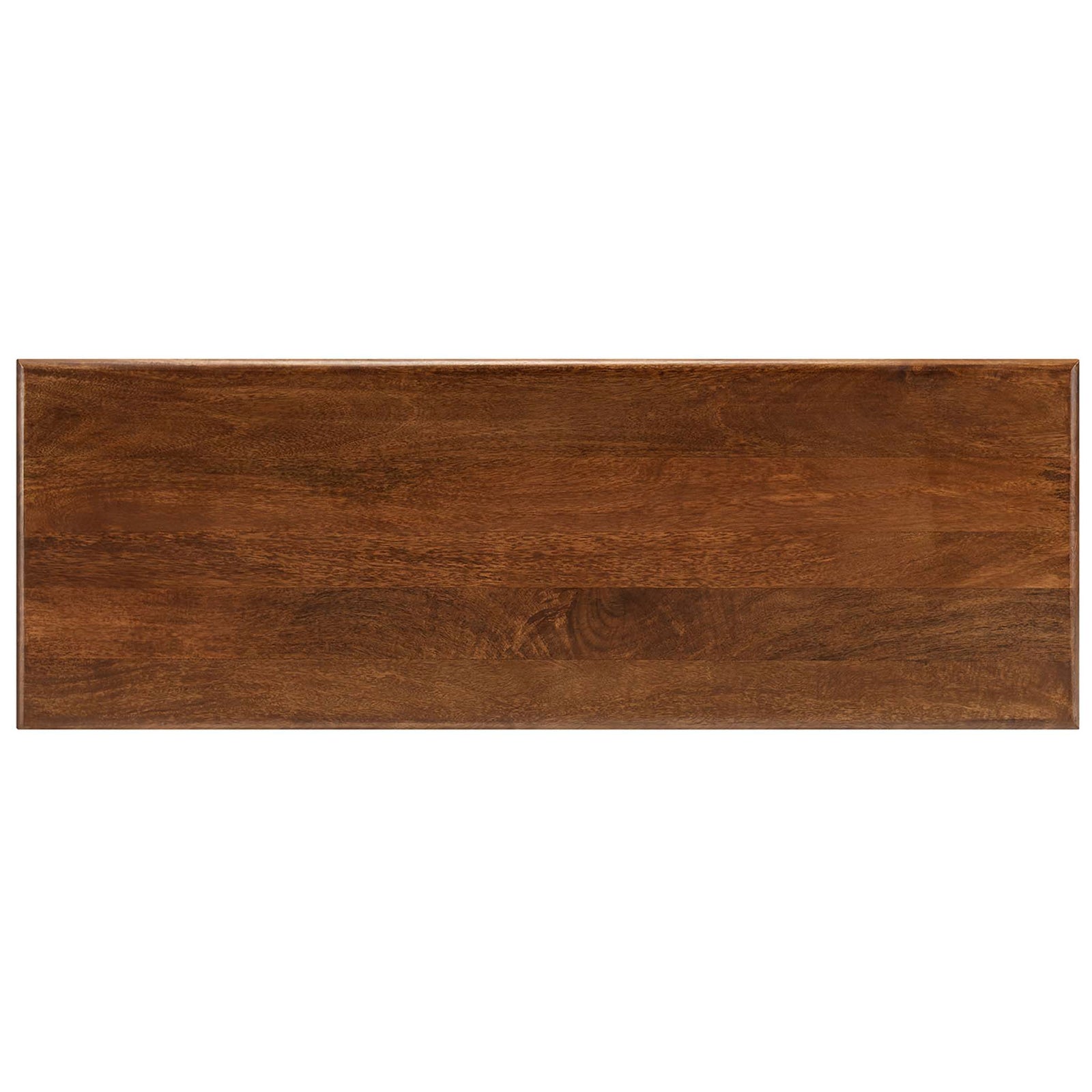 Generous 46 in tabletop with smooth grain and softly rounded edges for books, decor, and daily essentials || EEI-6596-WAL || top_studio