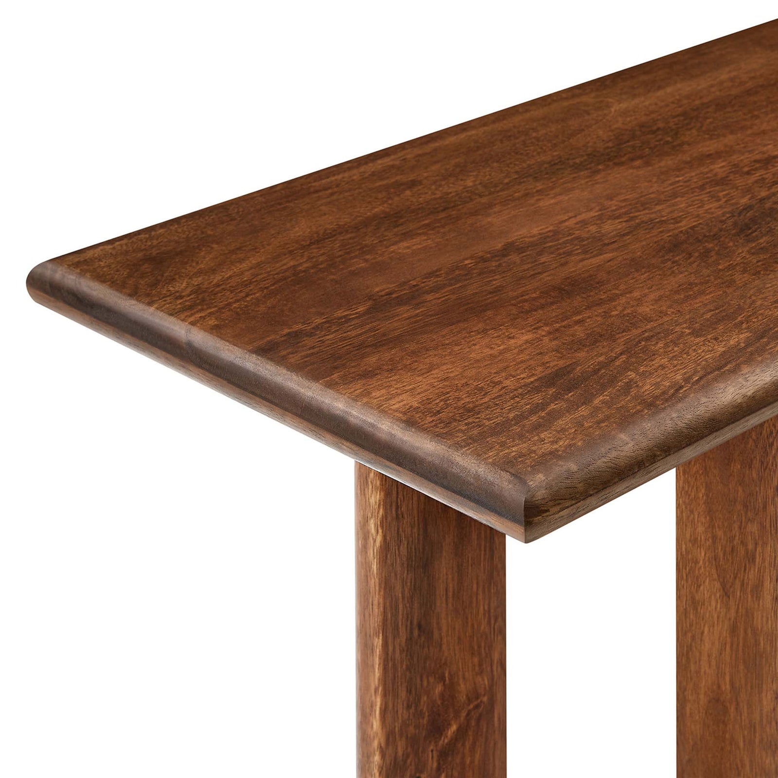 Beveled tabletop edge highlights the natural mango wood grain and refined craftsmanship || EEI-6596-WAL || detail_studio