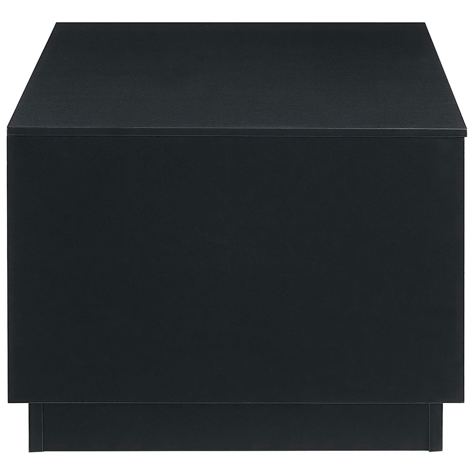 Smooth black side profile highlights the minimalist silhouette and sturdy plinth base || EEI-6599-BLK-WAL || side_studio