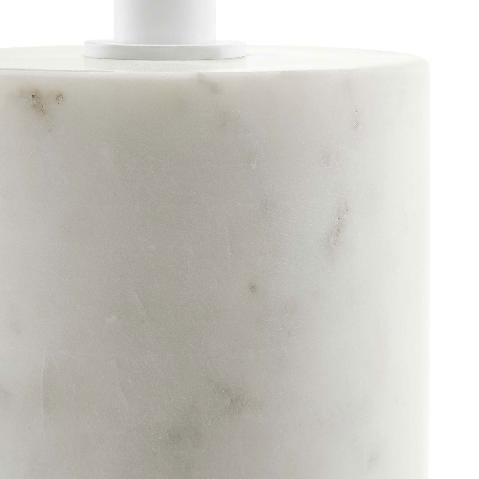 Natural white marble base showcases unique veining and subtle tonal variations for one-of-a-kind character. || EEI-6605-WHI-WHI || detail_studio