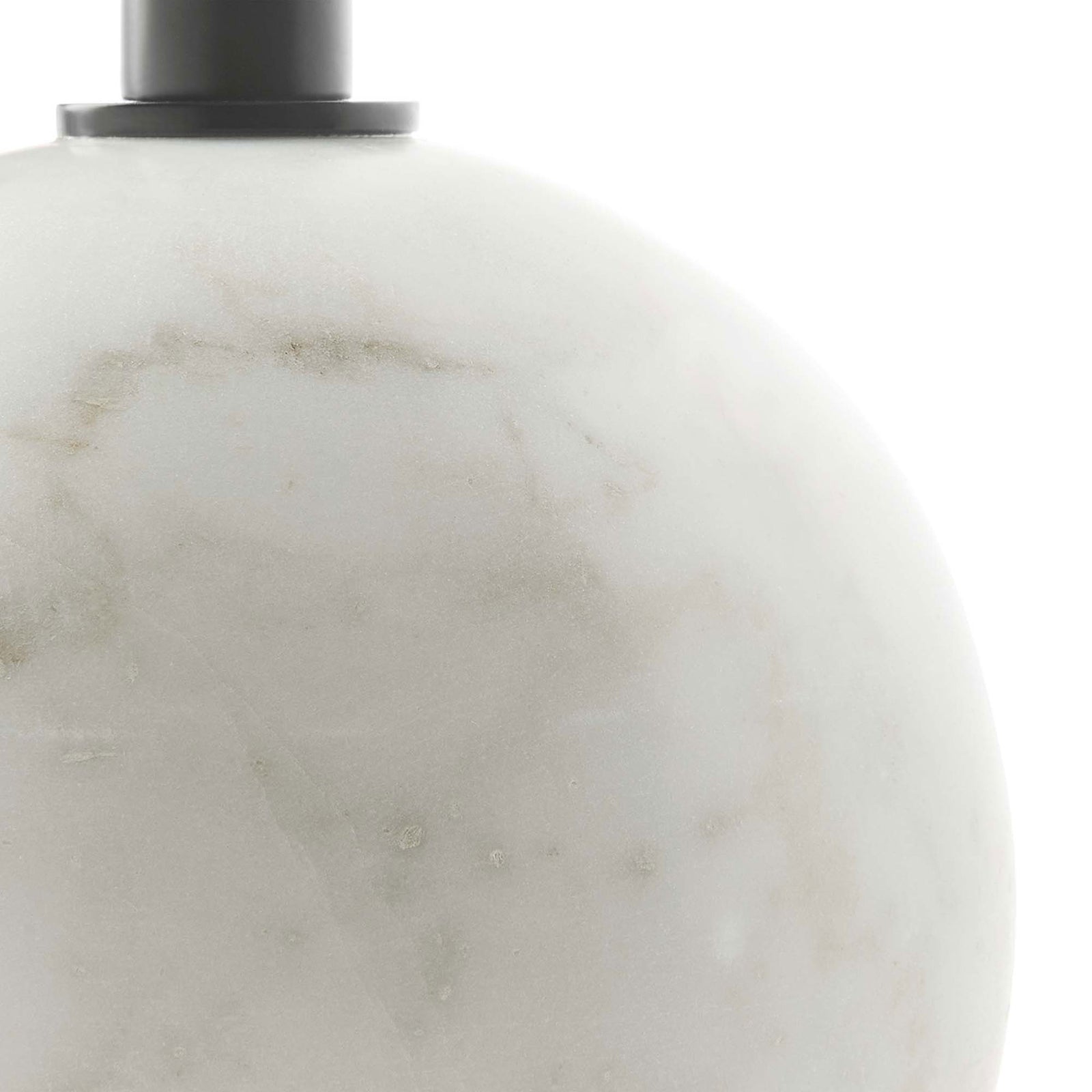 Close view of the white marble base reveals soft gray veining and unique natural character || EEI-6606-WHI-BLK || swatch_studio
