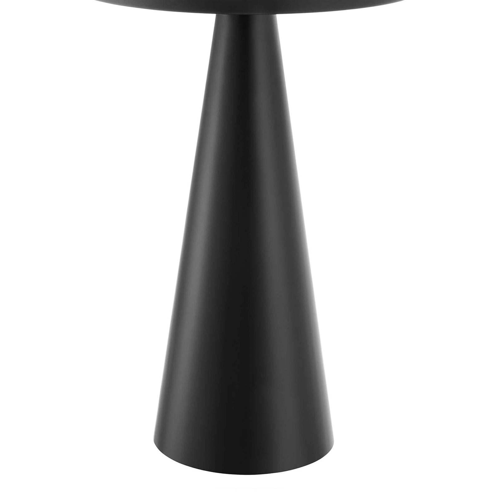 Tapered black pedestal base brings sculptural style and stability to this side table || EEI-6608-BLK || leg_studio