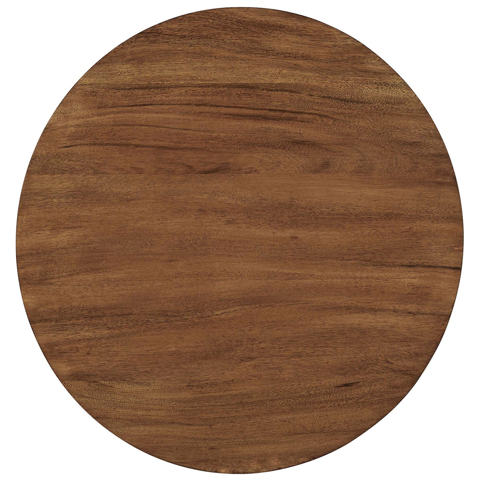 Rich acacia wood tabletop showcasing natural grain variation across the round surface || EEI-6610-BRA-LOC || top_studio