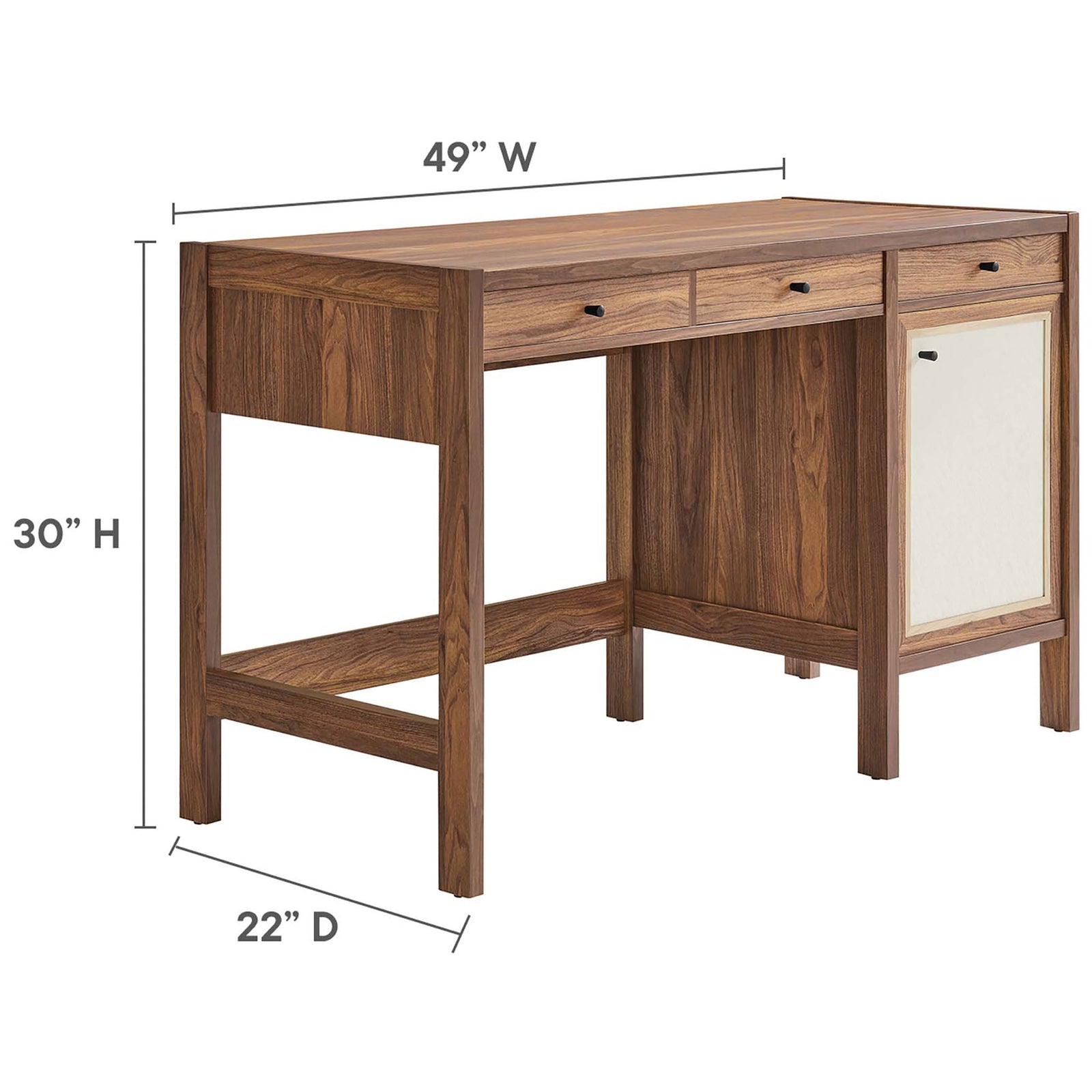 Sized for small spaces: 49 inch width, 30 inch height, and 22 inch depth. || EEI-6617-WAL || dimension_studio