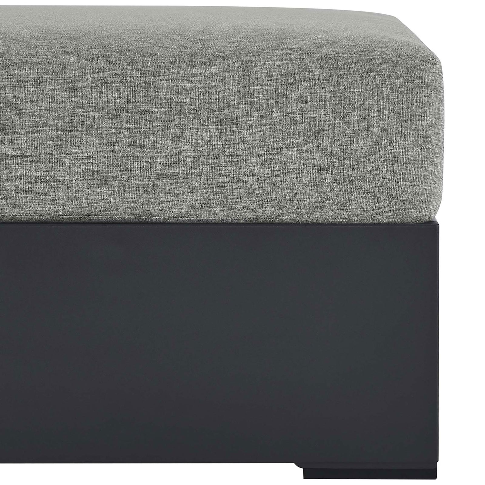 Cushion and frame styling reveal the crisp seam work and sturdy aluminum construction || EEI-6627-GRY-GRY || detail_studio