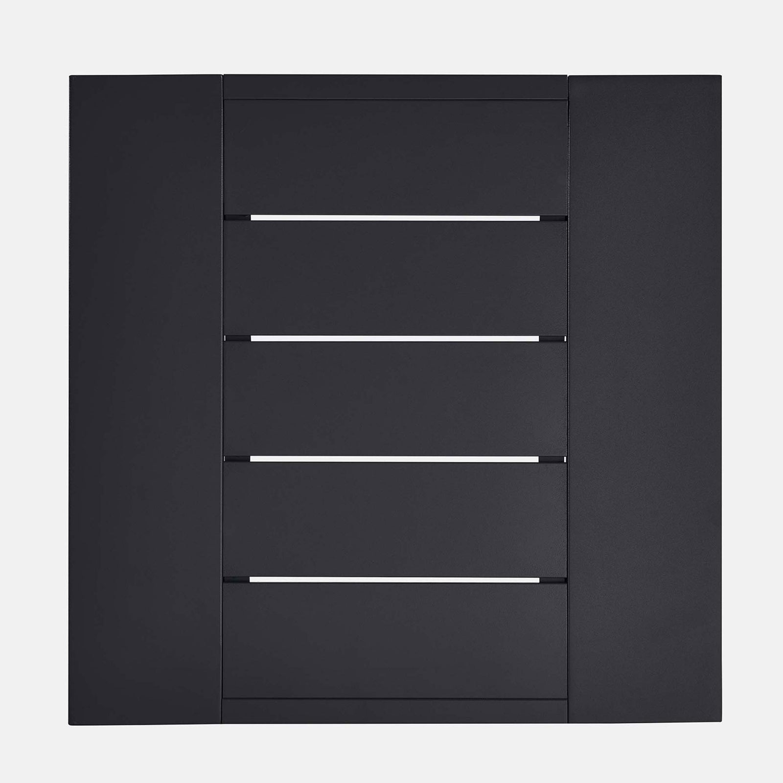 Tahoe end table tabletop with linear slats and smooth powder coated gray finish for quick draining. || EEI-6635-GRY || detail_studio